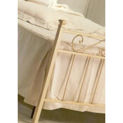 LETTO FERRO BATTUTO TEVERE SINGOLO NERO-CORTEN-AVORIO/ORO -VERDE CHIARO