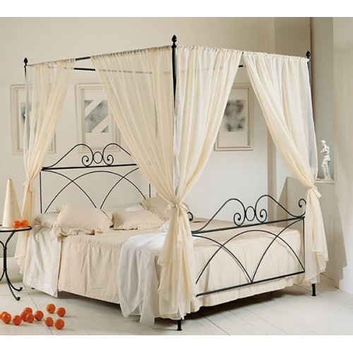 image: LETTO FERRO BATTUTO SABRINA BALDACCHINO MATRIMONIALE NERO